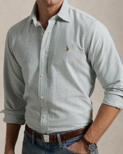 Camisa Polo Ralph Lauren Oxford Rayas Verde - Imagen 2