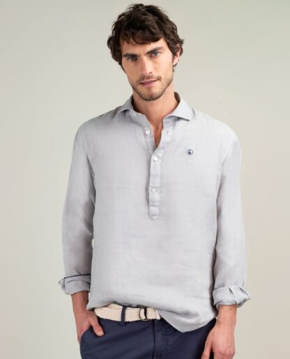 Camisa El Ganso Lino Polera Gris