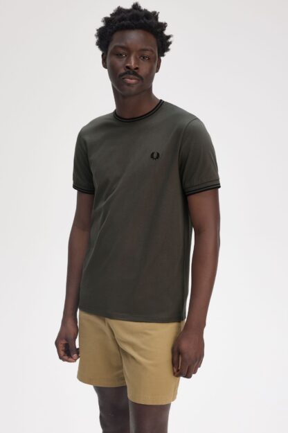 Camiseta Fred Perry Ribete Verde